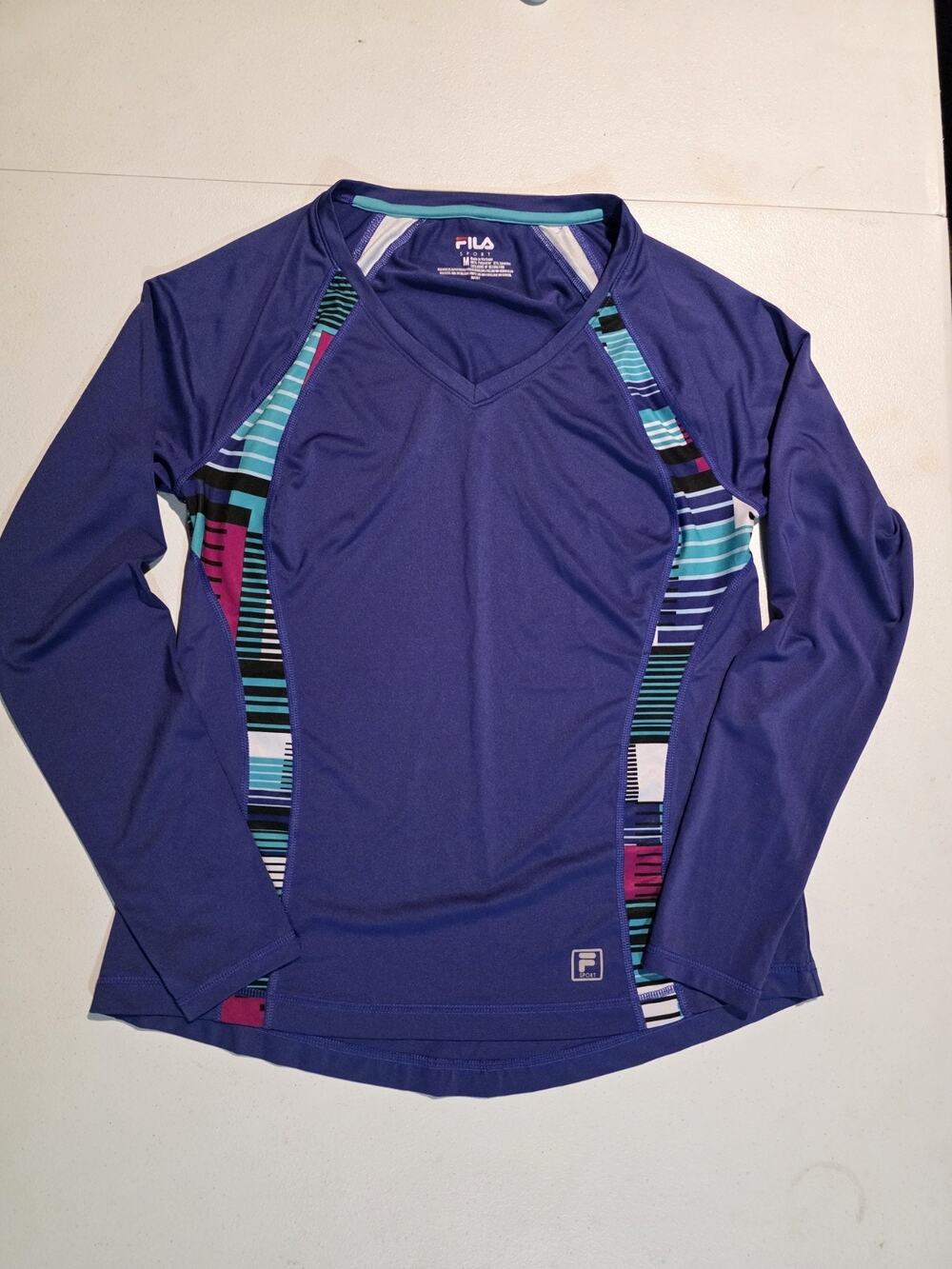 Fila Women's Sport Purple Long Sleeve Neck Pullover Shirt Size Medium